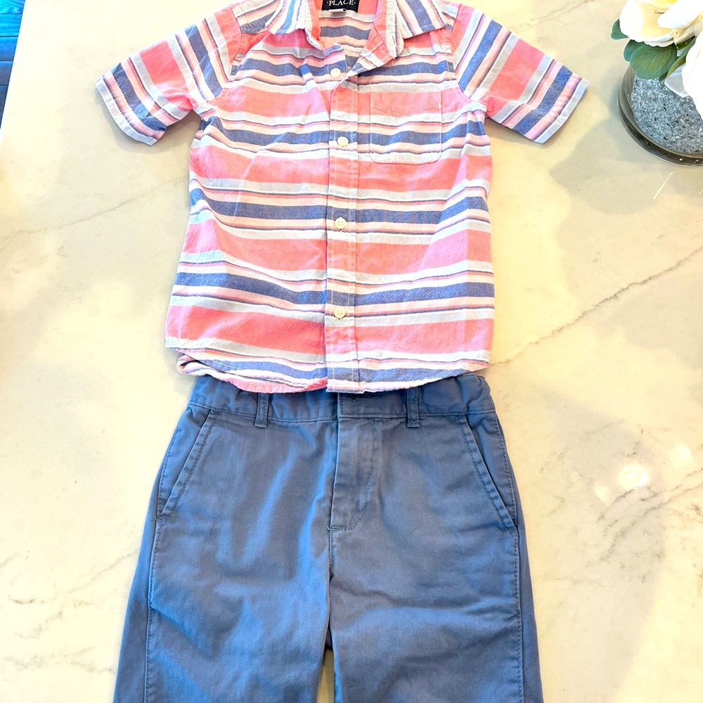 Children’s Place Short Sleeve Button Down and Shorts.